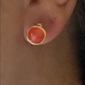 GOLD ORANGE JADE DAINTY STUDS statement